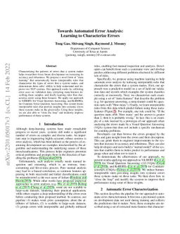 Towards Automated Error Analysis: Learning to Characterize Errors