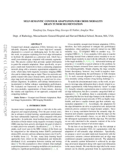 Self-semantic contour adaptation for cross modality brain tumor
  segmentation