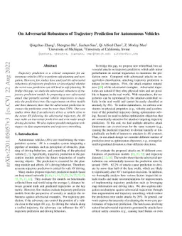 On Adversarial Robustness of Trajectory Prediction for Autonomous
  Vehicles