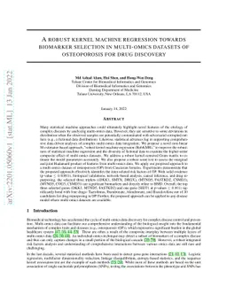 A robust kernel machine regression towards biomarker selection in
  multi-omics datasets of osteoporosis for drug discovery