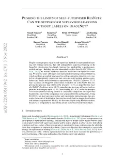 Pushing the limits of self-supervised ResNets: Can we outperform
  supervised learning without labels on ImageNet?