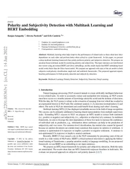Polarity and Subjectivity Detection with Multitask Learning and BERT
  Embedding