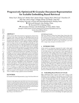 Progressively Optimized Bi-Granular Document Representation for Scalable
  Embedding Based Retrieval