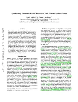 Synthesising Electronic Health Records: Cystic Fibrosis Patient Group