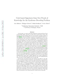 Code-based Signatures from New Proofs of Knowledge for the Syndrome
  Decoding Problem