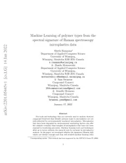 Machine Learning of polymer types from the spectral signature of Raman
  spectroscopy microplastics data