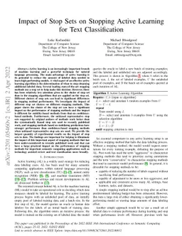 Impact of Stop Sets on Stopping Active Learning for Text Classification