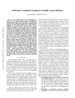 Federated Continual Learning for Socially Aware Robotics