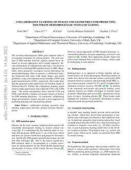Collaborative learning of images and geometrics for predicting
  isocitrate dehydrogenase status of glioma