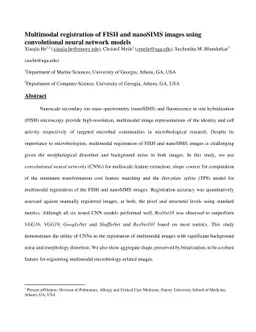 Multimodal registration of FISH and nanoSIMS images using convolutional
  neural network models