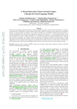 A Warm Start and a Clean Crawled Corpus -- A Recipe for Good Language
  Models