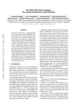 The Dark Side of the Language: Pre-trained Transformers in the DarkNet
