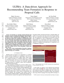 ULTRA: A Data-driven Approach for Recommending Team Formation in
  Response to Proposal Calls