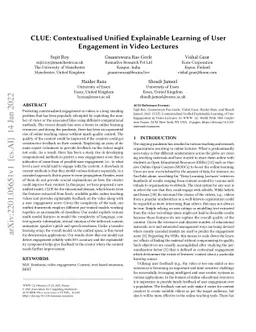 CLUE: Contextualised Unified Explainable Learning of User Engagement in
  Video Lectures