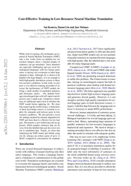 Cost-Effective Training in Low-Resource Neural Machine Translation