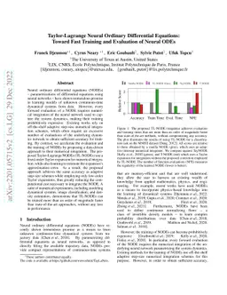 Taylor-Lagrange Neural Ordinary Differential Equations: Toward Fast
  Training and Evaluation of Neural ODEs