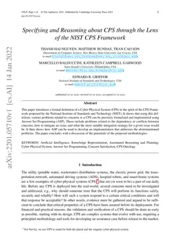 Specifying and Reasoning about CPS through the Lens of the NIST CPS
  Framework