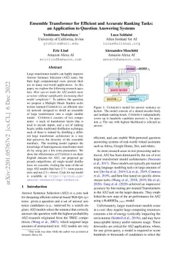 Ensemble Transformer for Efficient and Accurate Ranking Tasks: an
  Application to Question Answering Systems