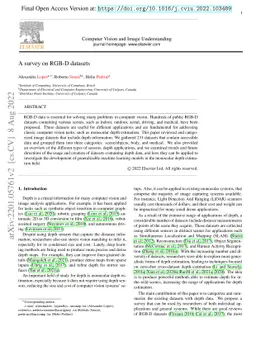 A Survey on RGB-D Datasets