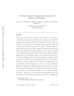 A Critical Analysis of Image-based Camera Pose Estimation Techniques