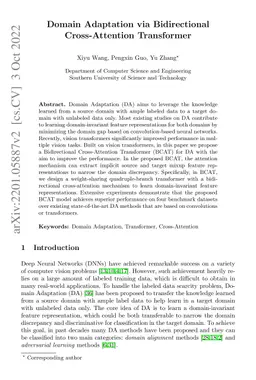 Domain Adaptation via Bidirectional Cross-Attention Transformer
