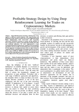 Profitable Strategy Design by Using Deep Reinforcement Learning for
  Trades on Cryptocurrency Markets