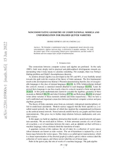 Noncommutative Geometry of Computational Models and Uniformization for
  Framed Quiver Varieties