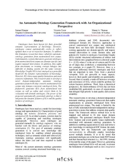 An Automatic Ontology Generation Framework with An Organizational
  Perspective