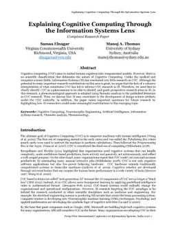 Explaining Cognitive Computing Through the Information Systems Lens