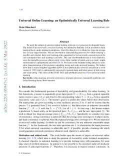 Universal Online Learning: an Optimistically Universal Learning Rule