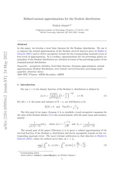 Refined normal approximations for the Student distribution