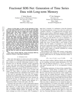 Fractional SDE-Net: Generation of Time Series Data with Long-term Memory
