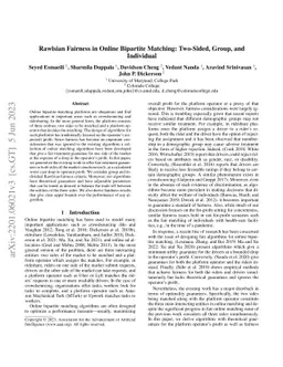 Rawlsian Fairness in Online Bipartite Matching: Two-sided, Group, and
  Individual