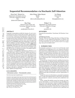 Sequential Recommendation via Stochastic Self-Attention