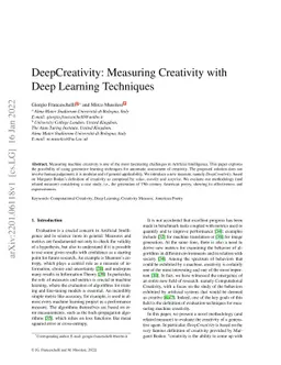 DeepCreativity: Measuring Creativity with Deep Learning Techniques