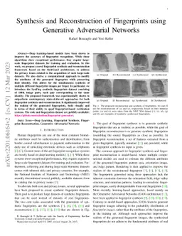 Synthesis and Reconstruction of Fingerprints using Generative
  Adversarial Networks