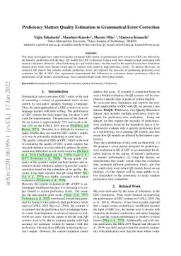 Proficiency Matters Quality Estimation in Grammatical Error Correction