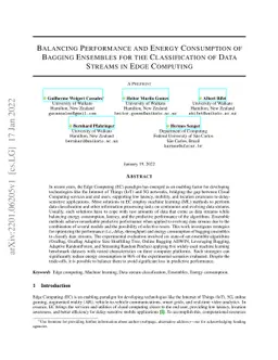 Balancing Performance and Energy Consumption of Bagging Ensembles for
  the Classification of Data Streams in Edge Computing