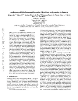 An Improved Reinforcement Learning Algorithm for Learning to Branch