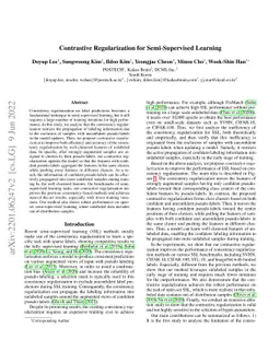 Contrastive Regularization for Semi-Supervised Learning