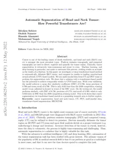 Automatic Segmentation of Head and Neck Tumor: How Powerful Transformers
  Are?