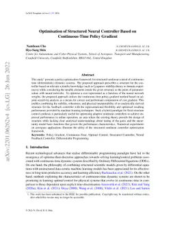 Optimisation of Structured Neural Controller Based on Continuous-Time
  Policy Gradient