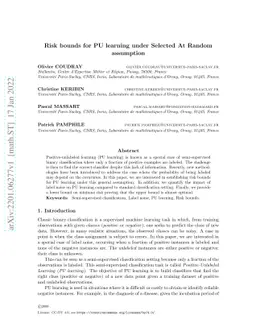 Risk bounds for PU learning under Selected At Random assumption