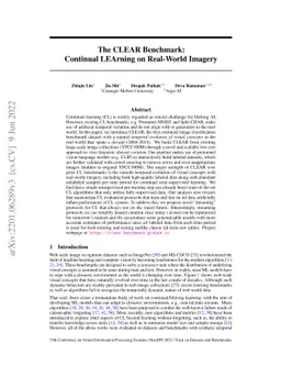The CLEAR Benchmark: Continual LEArning on Real-World Imagery
