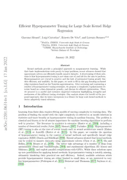 Efficient Hyperparameter Tuning for Large Scale Kernel Ridge Regression