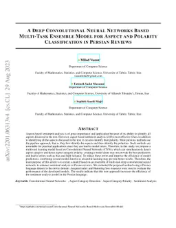 A Deep Convolutional Neural Networks Based Multi-Task Ensemble Model for
  Aspect and Polarity Classification in Persian Reviews