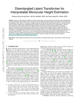 Disentangled Latent Transformer for Interpretable Monocular Height
  Estimation