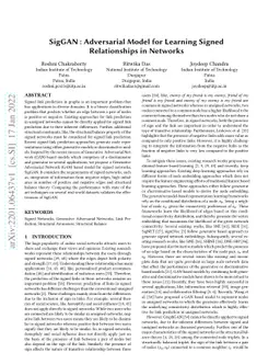 SigGAN : Adversarial Model for Learning Signed Relationships in Networks