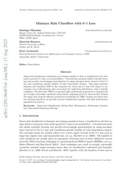 Minimax risk classifiers with 0-1 loss