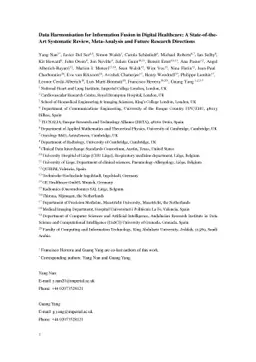 Data Harmonisation for Information Fusion in Digital Healthcare: A
  State-of-the-Art Systematic Review, Meta-Analysis and Future Research
  Directions